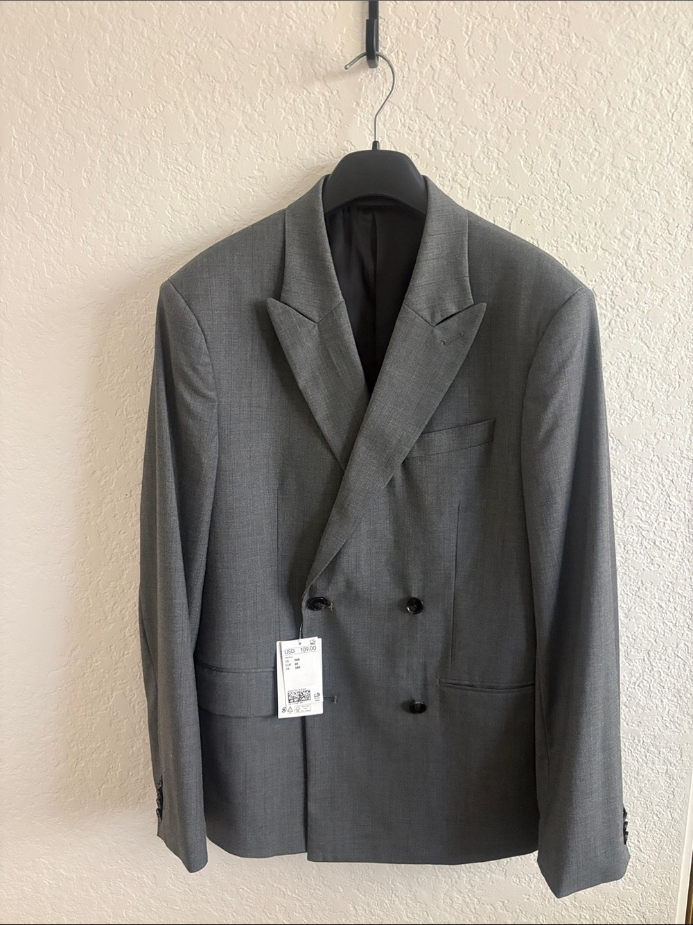 H&M Double-Breasted Charcoal Gray Blazer